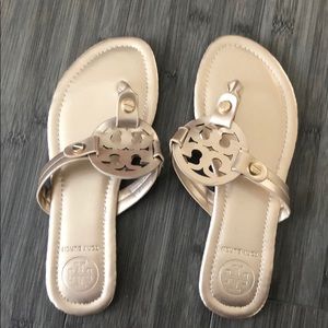 Tory Burch Miller Sandal, Gold Patent Leather